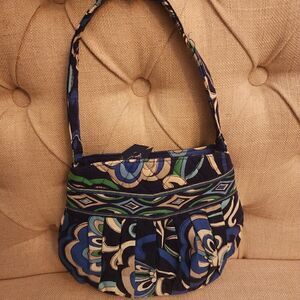 Vera Bradley Blue Green Floral Handbag and Matching Zippy Pouch Wallet Wristlet